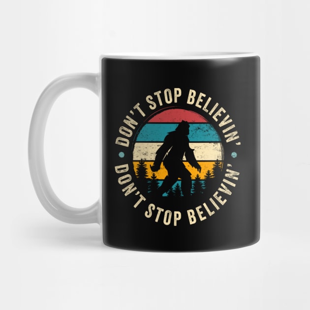 Don't Stop Believin': Funny Vintage-Inspired Bigfoot Silhouette by TwistedCharm